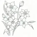 create a tattoo for my bikini line mixing the following flowers: roses, snow drops and narcissus tattoo design idea
