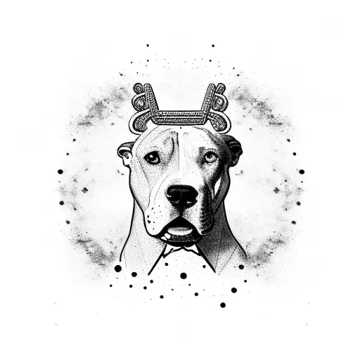 pitbull wearing a gold chain saying "tank" tattoo design idea