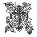 cross design with 3 different dates under it tattoo design idea