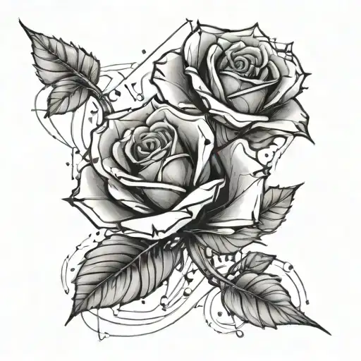 A futuristic cybernetic rose intertwined with binary code representing your love for technology tattoo design idea