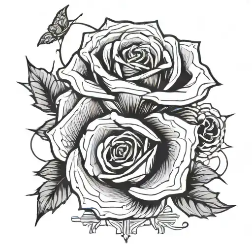 A futuristic cybernetic rose intertwined with I love you miss you mean it  tattoo design idea