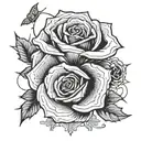 A futuristic cybernetic rose intertwined with I love you miss you mean it  tattoo design idea