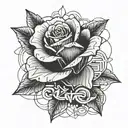 A futuristic cybernetic rose intertwined with I love you miss you mean it  tattoo design idea