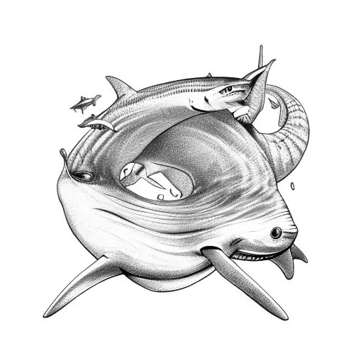 snail and a shark tattoo design idea