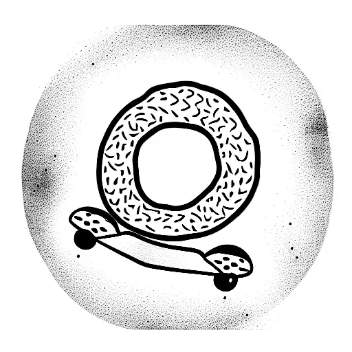 bagel riding a skateboard tattoo design idea