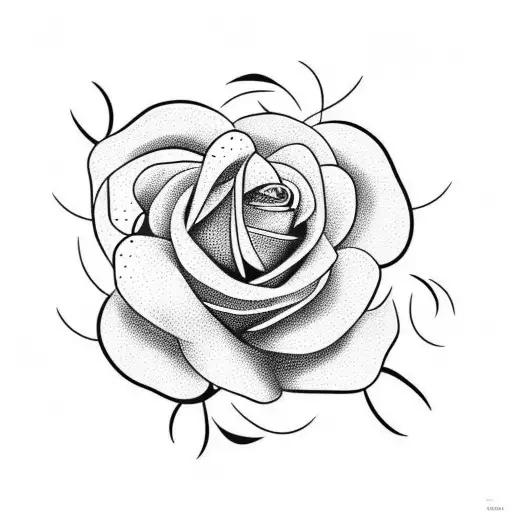 symmetrical rose tattoo design idea
