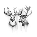 Moose and Deer tattoo design idea
