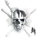 jack sparrow skull with a ghost pirate ship surrounding him tattoo design idea