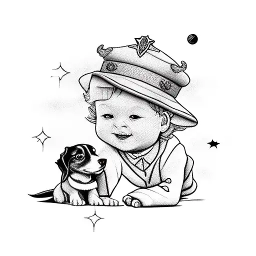 little prince with dog tattoo design idea