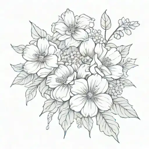 January, November, July, August birth flowers tattoo design idea