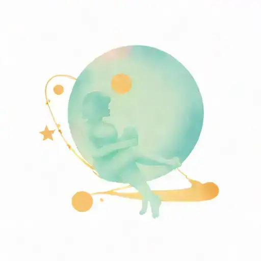 A traditional style tattoo of a mother and child silhouette, surrounded by planets and moons to represent the bond between a mother and her child tattoo design idea