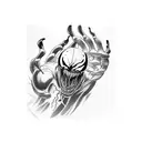 venom tattoo on the hand combined with other comic characters tattoo design idea