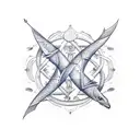A mystical Pisces symbol intertwined with a majestic Sagittarius archer tattoo design idea