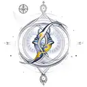 A mystical Pisces symbol intertwined with a majestic Sagittarius archer tattoo design idea
