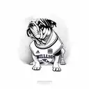 English Bulldog wearing a basketball jersey tattoo design idea