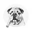 English Bulldog wearing a basketball jersey tattoo design idea