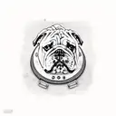 English Bulldog wearing a basketball jersey tattoo design idea