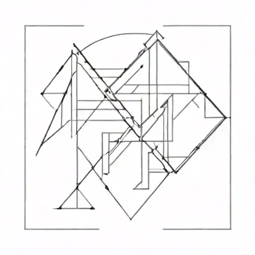 Geometric letters overlapped ABC tattoo design idea