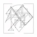 Geometric letters overlapped ABC tattoo design idea