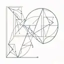 Geometric letters overlapped ABC tattoo design idea