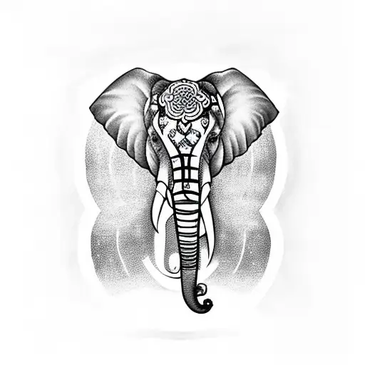 elephant with om symbol tattoo design idea