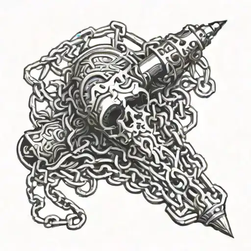 Mace on chains tattoo design idea