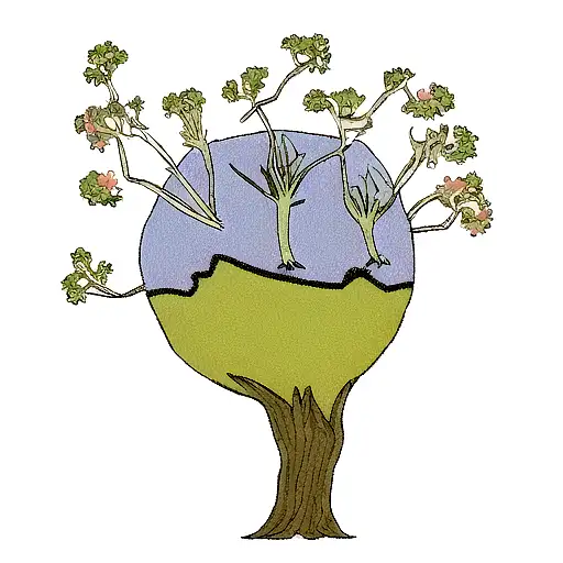 kodama with flowers  tattoo design idea