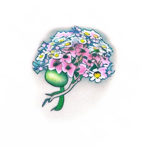 kodama with flowers  tattoo design idea