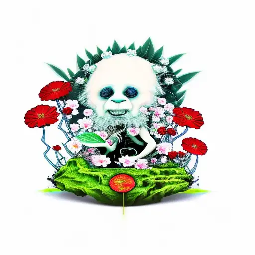 kodama with flowers  tattoo design idea