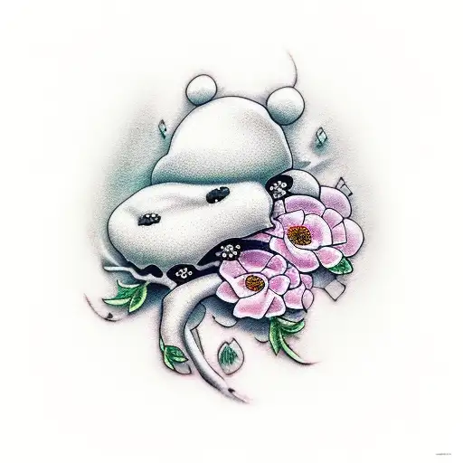 kodama with flowers  tattoo design idea