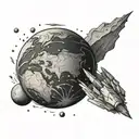 earth hit by asteroid tattoo design idea