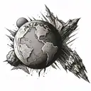 earth hit by asteroid tattoo design idea