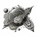 earth hit by asteroid tattoo design idea