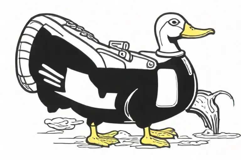 A duck wearing fallout power armour   tattoo design idea