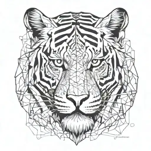tiger head with the word grandmother tattoo design idea