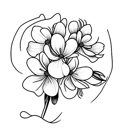 flower bouquet using a carnation flower, a snowdrop, cosmos flower and marigold flower  tattoo design idea