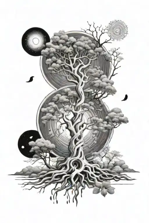 tree and Fibonacci sequence tattoo design idea