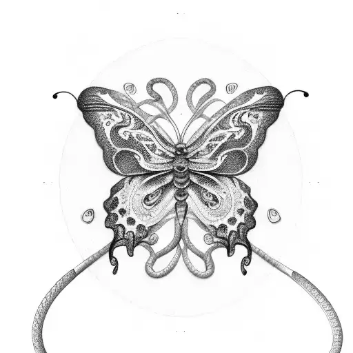 Butterfly with snake tattoo design idea