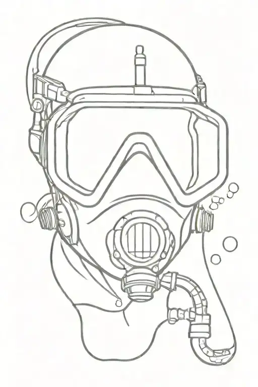 scuba diving mask with bubbles rising tattoo design idea