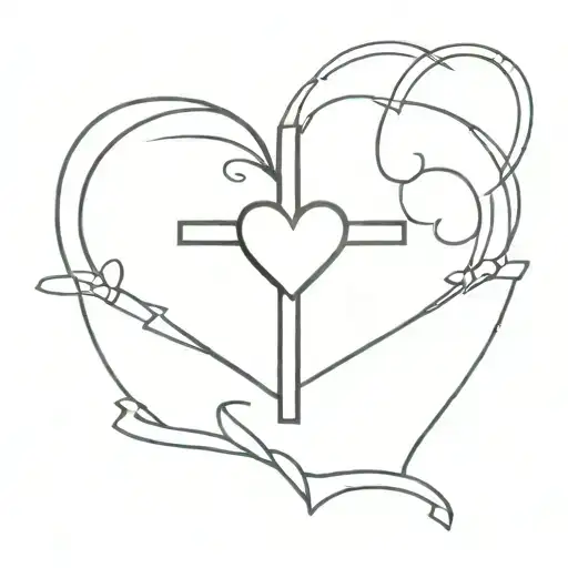 small heart with Christian cross tattoo tattoo design idea