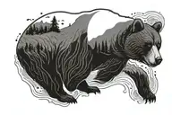 california bear with mountain and ocean waves forming tattoo design idea
