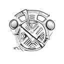 A vintage Volkswagen Beetle (Fusca) driving through a scenic mountain road tattoo design idea