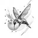 junebug riding a hummingbird near a bear tattoo design idea