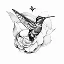 junebug riding a hummingbird near a bear tattoo design idea