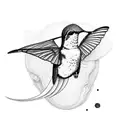 junebug riding a hummingbird near a bear tattoo design idea