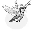 junebug riding a hummingbird near a bear tattoo design idea