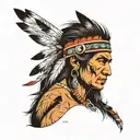 Native American with a wolfe  tattoo design idea