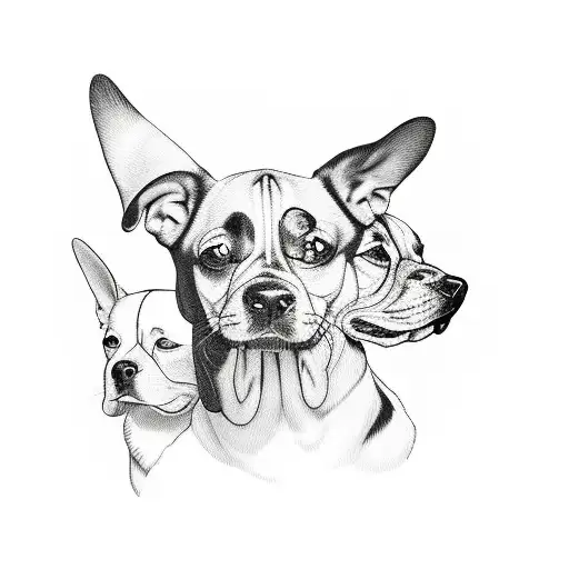 three head dog, full body tattoo design idea