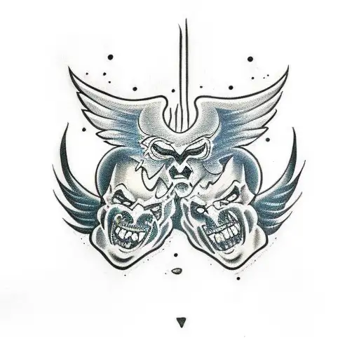 demon and angel fighting tattoo design idea