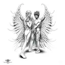 demon and angel fighting tattoo design idea